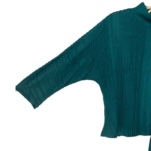 NEW Emerald Green Dropped Shoulder Mock Neck Popover Tie Knot Waist Junior S XS - Picture 5 of 13